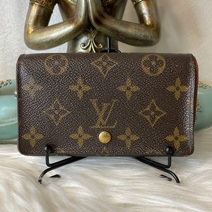 (MT190) Authentic Louis Vuitton Monogram Porte Monnaie Tressor Bifold wallet